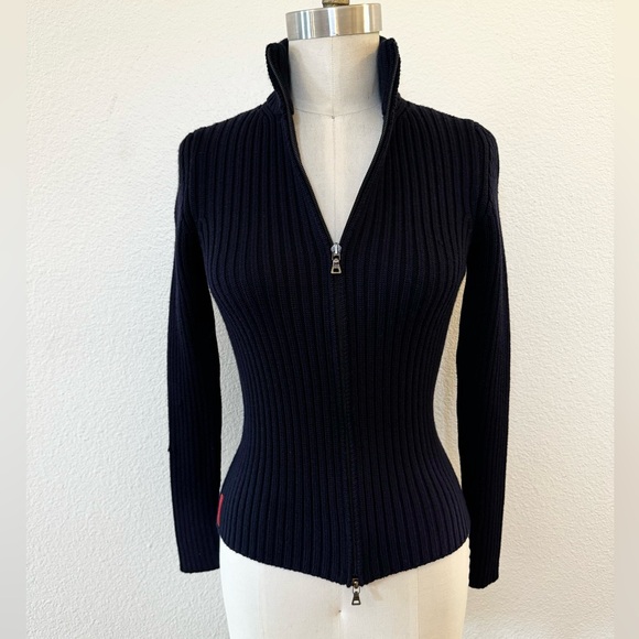 PRADA, Vintage, Fitted Zip Up Sweater,New Products : American Fashion Style Bags On Sale